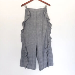 NEW!! Hayden Los Angeles SIZE S Gingham Black White Split Wide Leg Crop Pants